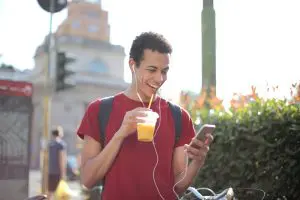 a man laughing