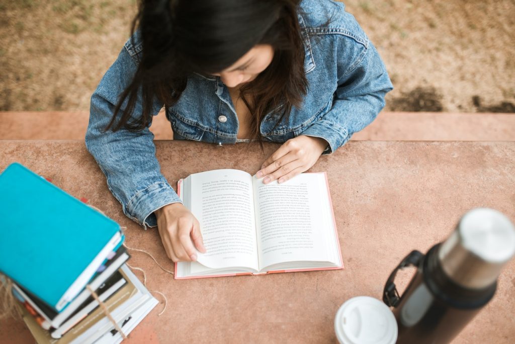 a woman reading book