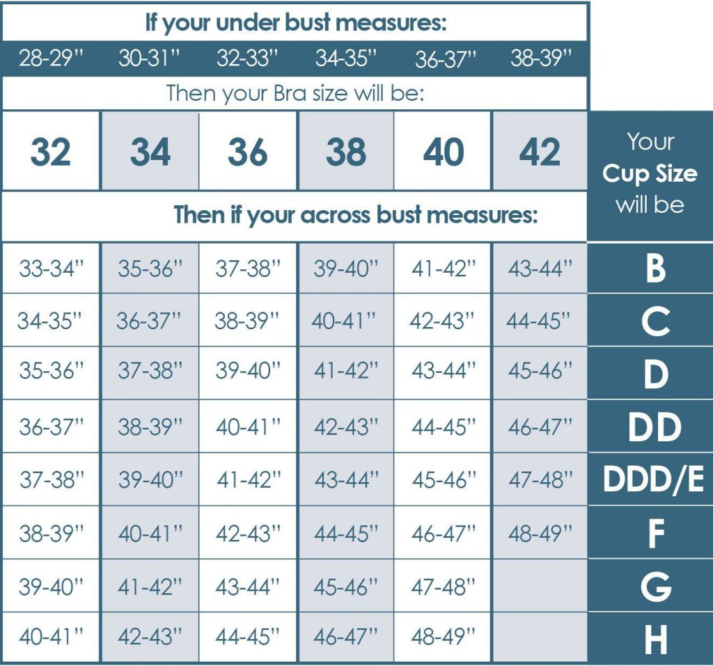 Bust Cup Size Chart at Jennifer Gloss blog