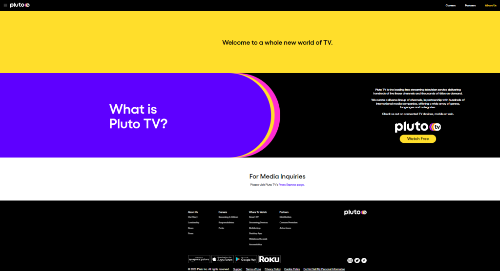 Pluto TV about page