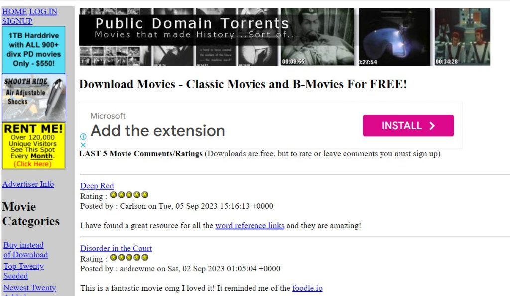 Public Domain Torrents homepage